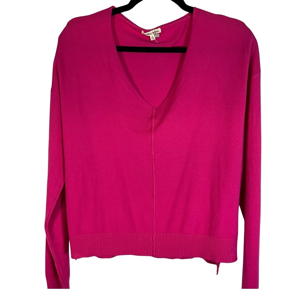 Main Strip Top Size Large NWT V-Neck Hot Pink Color